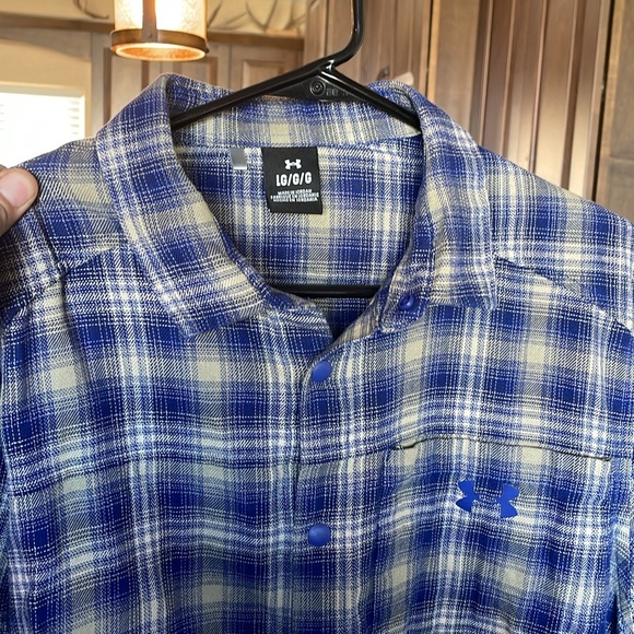 Blue and cream Under Armour‎ Tradesman Flex Flannel Shirt Men’s size L - Picture 2 of 15